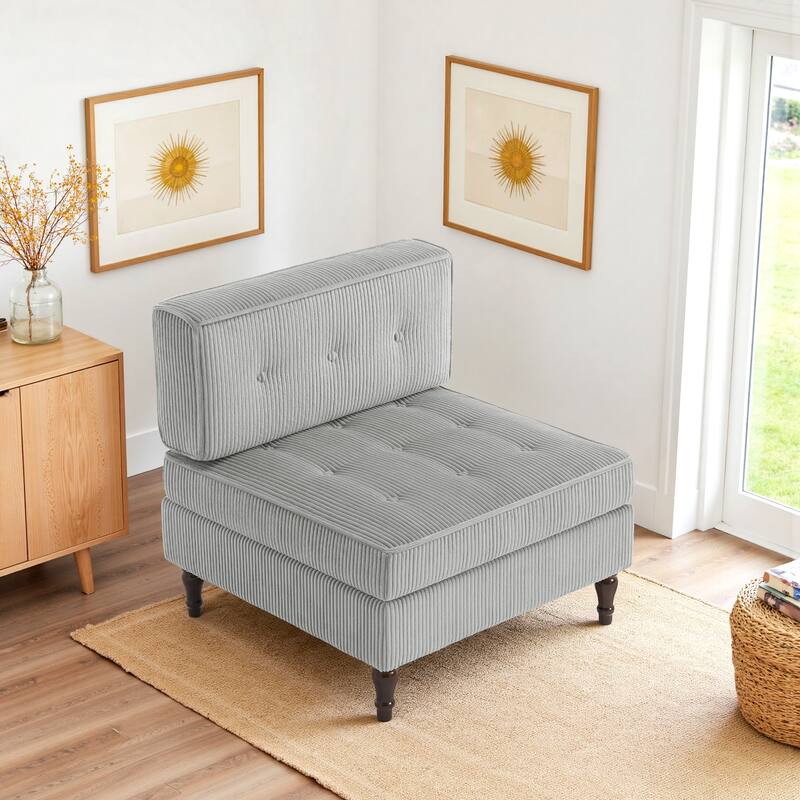 32.57" W Upholstered Corduroy Armless Accent Chair