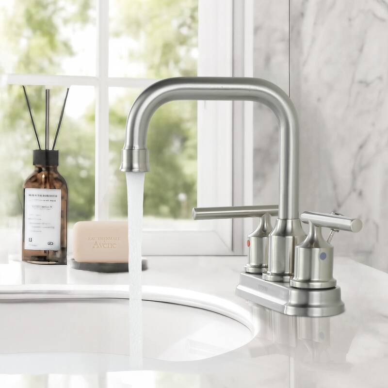 WOWOW 4 in. Centerset Double Handle Bathroom Faucet