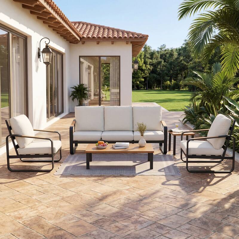 5-Piece Outdoor Patio Conversation Set with Cushions