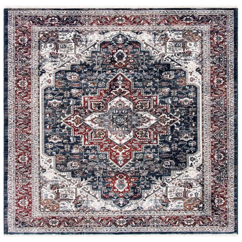 SAFAVIEH Herat Kara Traditional Rug - 6'7" Square - Navy/Red