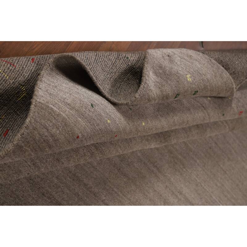 Brown Tribal Gabbeh Oriental Area Rug Hand-Knotted Wool Carpet - 7'10" x 9'7"