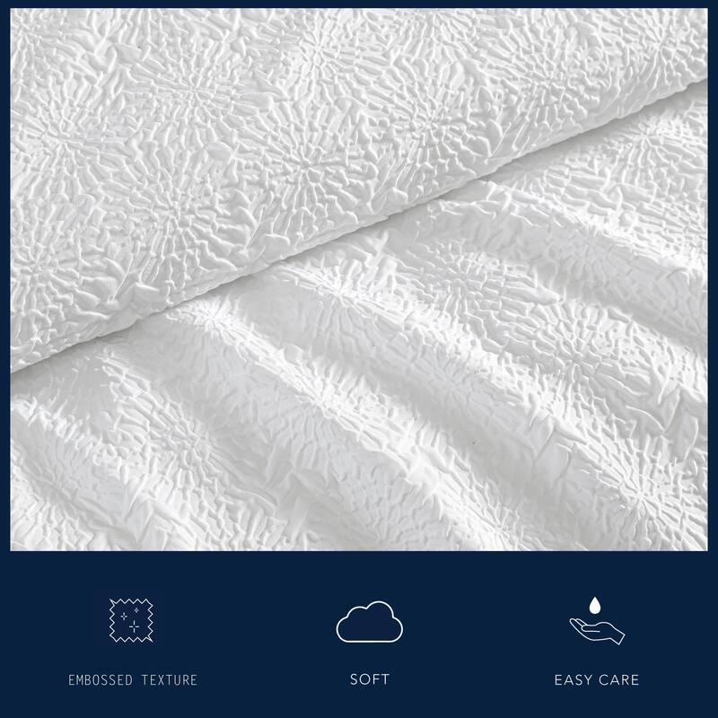 Nautica Embossed Sunflower White Comforter Bonus Set