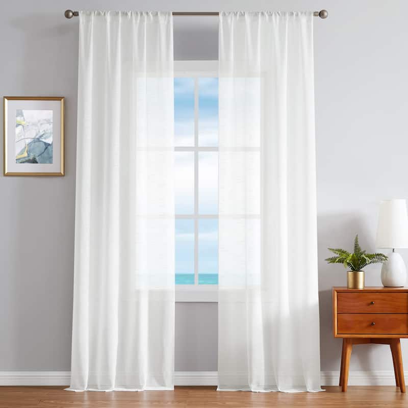 Nautica Erasmus Sheer Rod Pocket Window Curtain Panel Pair