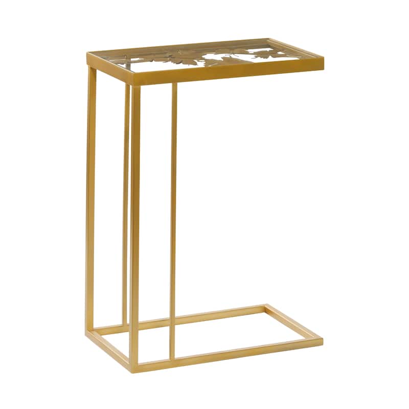 Metal Accent Table with Clear Glass Top - Gold - Roche River Decor - 11"Wx18"Lx25"H