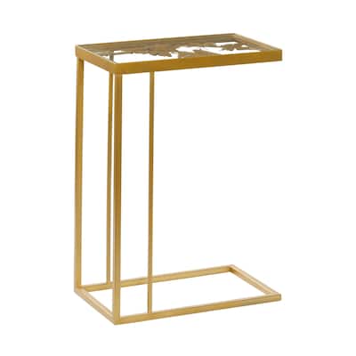 Metal Accent Table with Clear Glass Top - Gold - Roche River Decor - 11"Wx18"Lx25"H