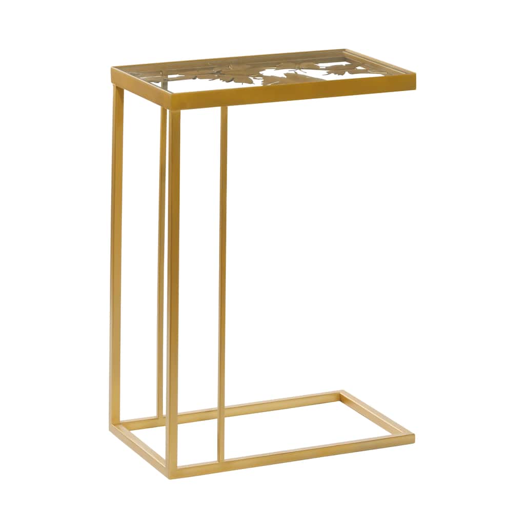 Metal Accent Table with Clear Glass Top - Gold - Roche River Decor - 11"Wx18"Lx25"H