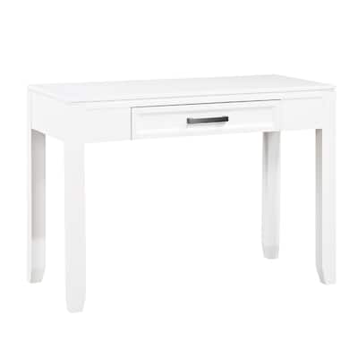 Thiem Writing Laptop Desk, 1 Drawer, White Veneer, 42 Inch