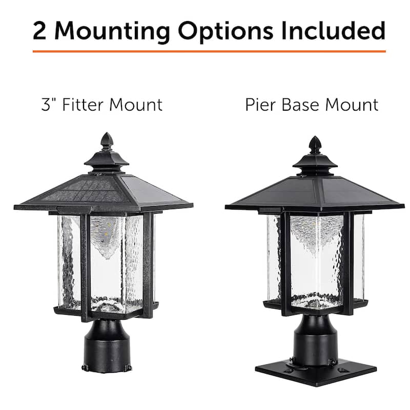 Casita Black Dusk to Dawn Solar 3' Fitter Post Light and Pier Mount