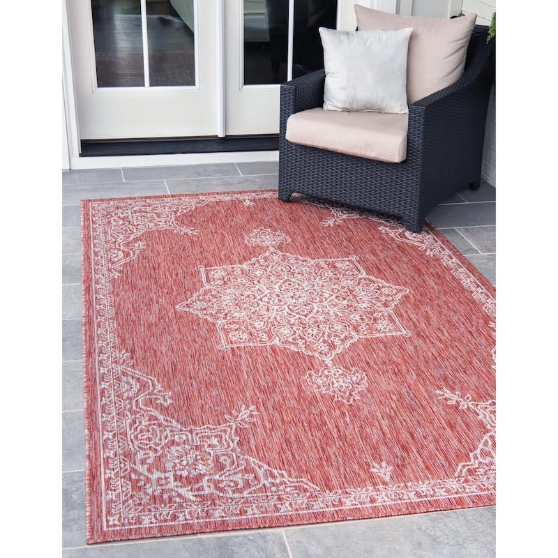 Outdoor Nirie Collection Area Rug - Rust Red - 7'x10'