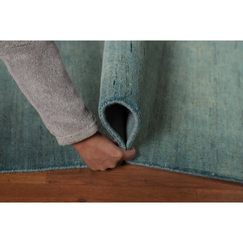 Light Blue Gabbeh Oriental Foyer Rug Hand-Knotted Wool Carpet - 3'4"x 4'7"