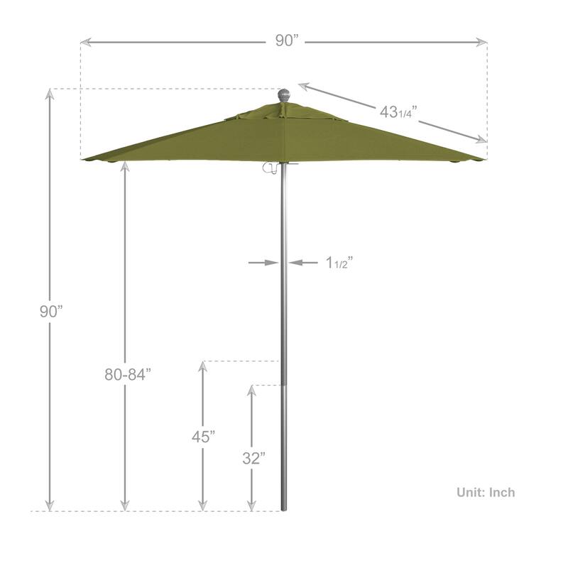 California Umbrella 7.5' Rd. Aluminum Frame, Fiberglass Rib Market Umbrella, Push Open,Anodized Silver Finish, Pacifica Fabric