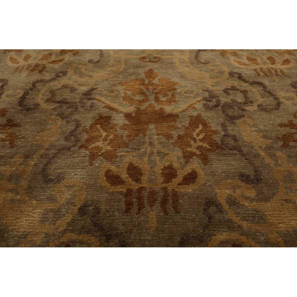 Hand Knotted Kalaty Damask Tan Wool Transitional Oriental Area Rug - 9 ...