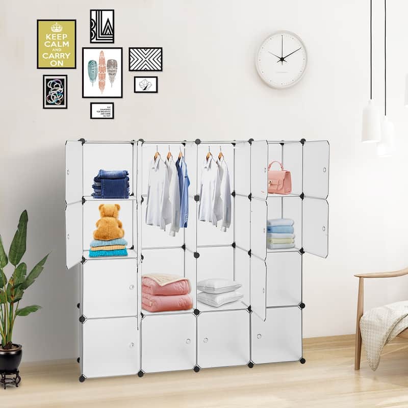 Stackable Cube Storage Shelves with Hanging Rod