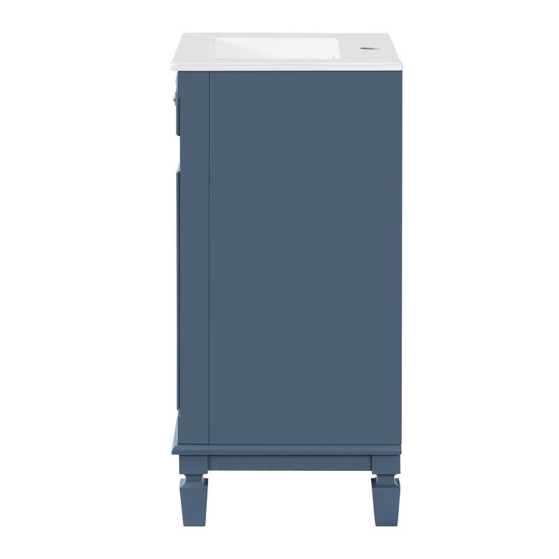 18" Freestanding Bathroom Vanity with White Integrated Ceramic Sink - 17.9'' x 16.14'' x 33.7''