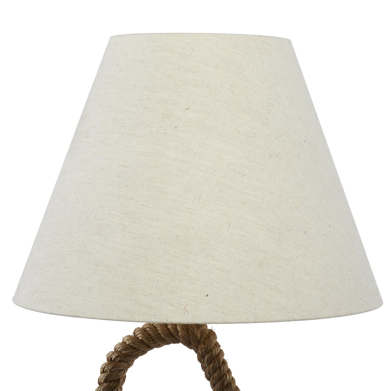 Brown Jute Rope Twisted Rope Room Floor or Table Lamp with Cream Linen Shade
