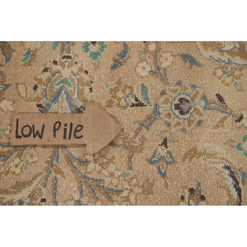 Hand Knotted Oriental 100% Wool Carpet Traditional Floral Beige & Ivories Kashan Area Rug - 13' 3'' X 9' 8''