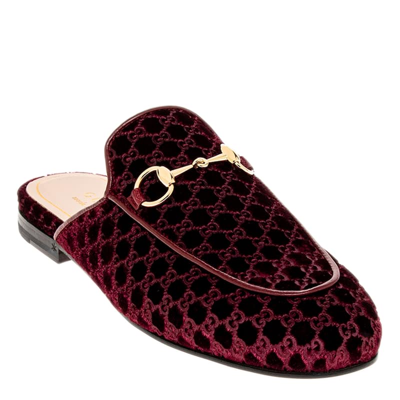 Gucci Velvet Princetown Slippers with Horsebit - 36 EU