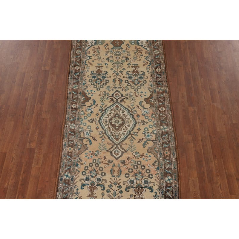 Lilian Persian Vintage Runner Rug Handmade Wool Carpet - 3'8"x 9'7"