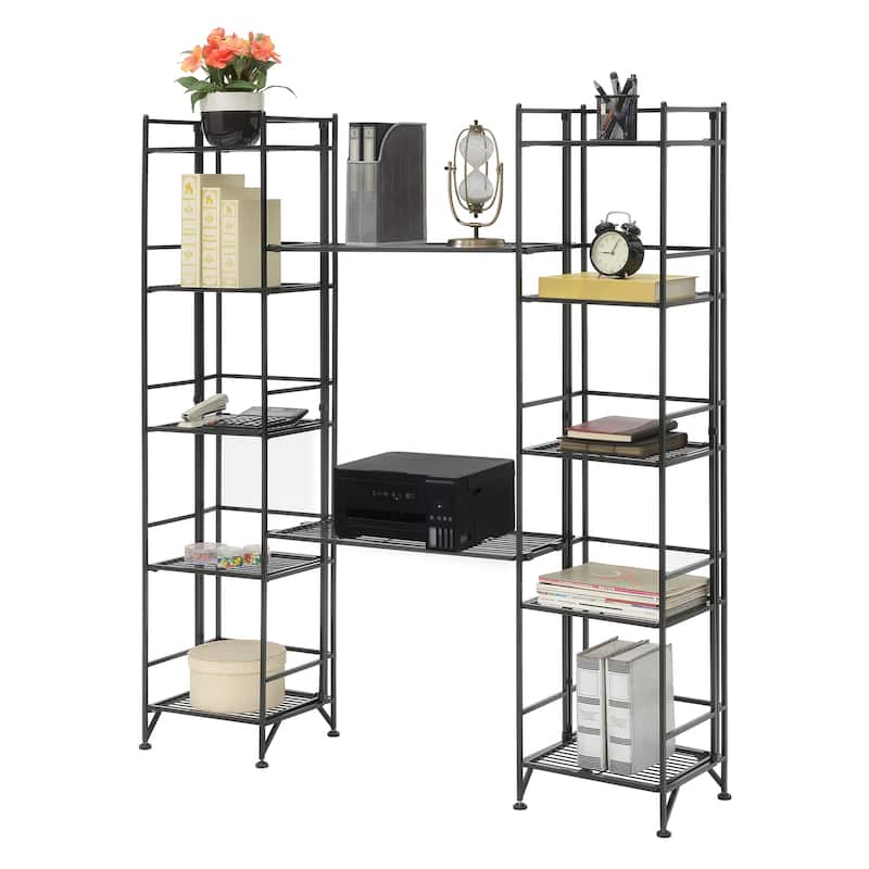 Convenience Concepts Xtra Storage 5 Tier Folding Metal Shelves with Set of 2 Extension Shelves