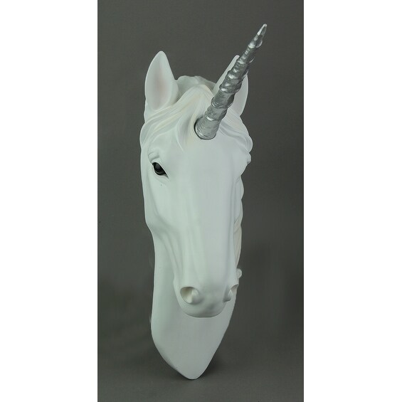 Shop Highly Detailed White Unicorn Silver Horn Head Bust Wall