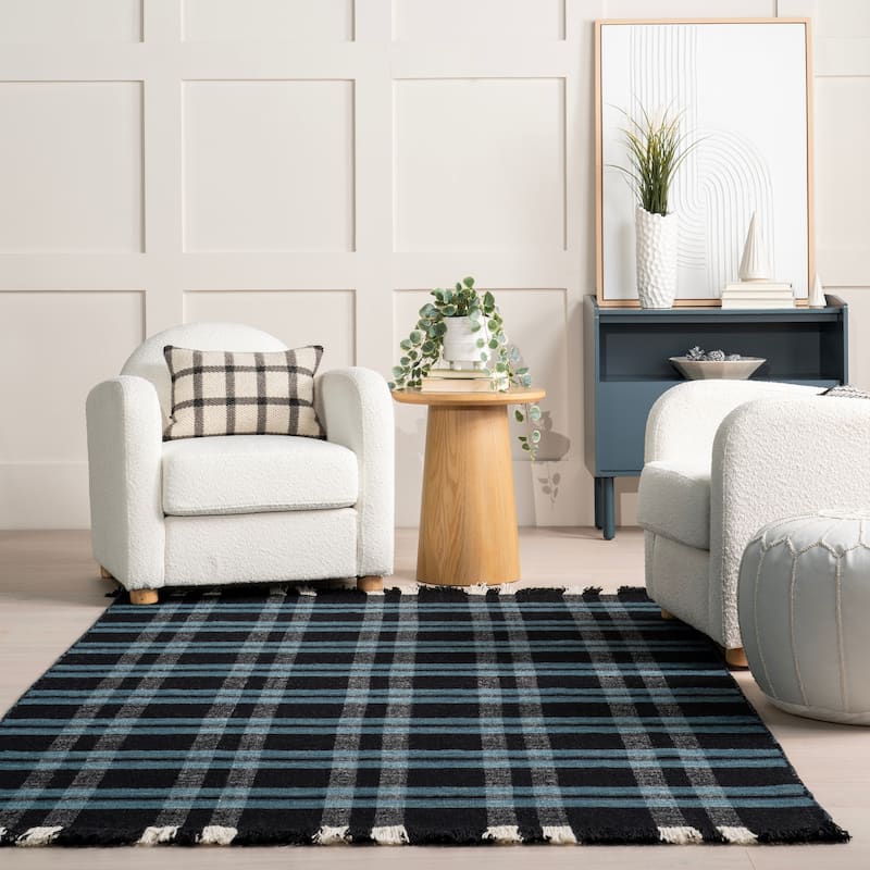 Nuloom Denton Country Plaid Wool Fringe Area Rug