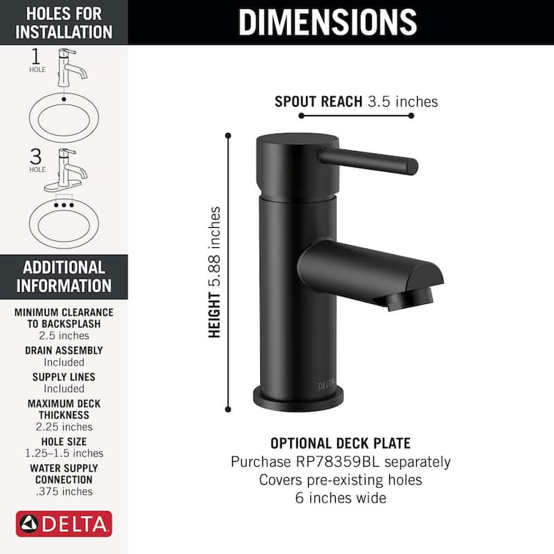 Delta Modern 1 GPM Single Hole Bathroom Faucet with Pop-Up Drain