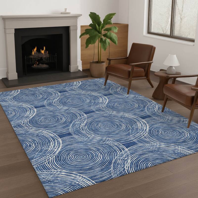 Machine Washable Indoor/ Outdoor Modern Pune Chantille Rug