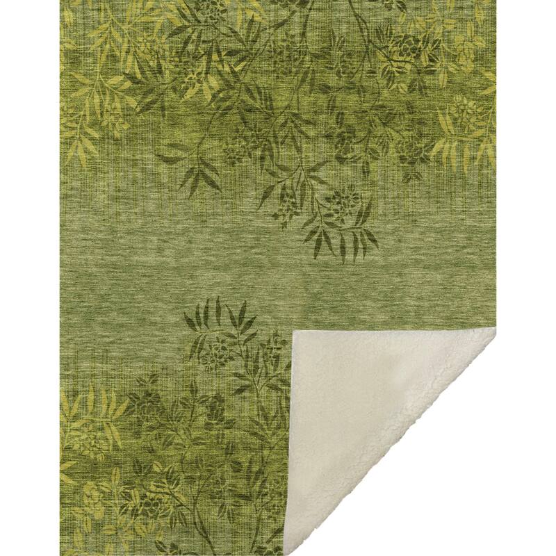 Premium Machine Washable Modern Floral Sherpa Throw Blanket