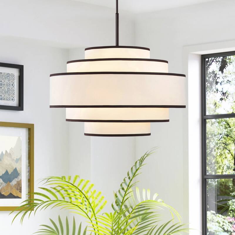 GetLedel 30 in. 7-Light Dimmable Tiered Drum Chandelier - Bronze