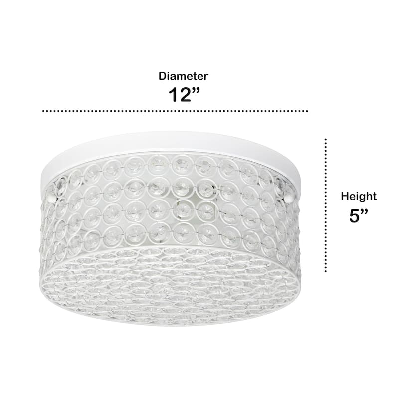 Round Flush Mount Ceiling Light 12 Inch 2 Light White Modern Interior Lighting