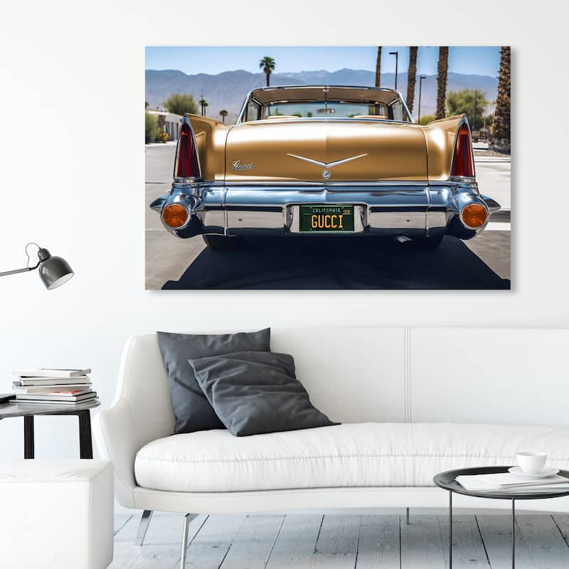 Wynwood Studio Canvas Nature Ride in Style Roma Yellow and Metallic Yellow Modern & Contemporary Wall Art Canvas Print