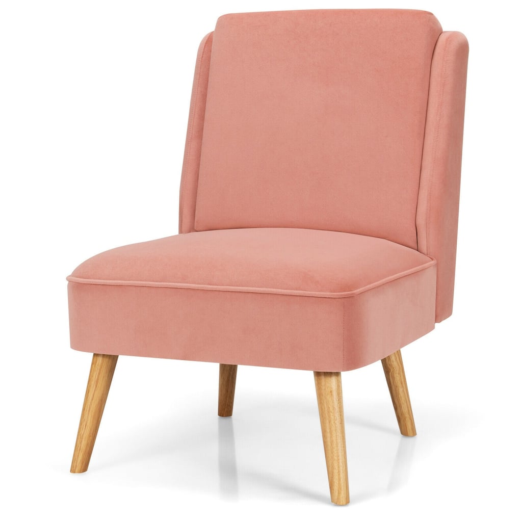 Gymax Velvet Accent Chair Single Sofa Chair Leisure Chair with Wood - 19'' x 23.5'' x 16''