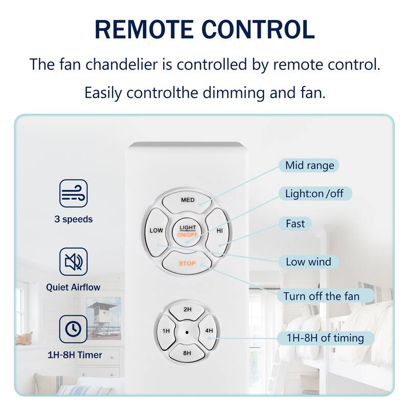 Classic Ceiling Fan Light with 5 Blades and Lighting, Speed Adjustment Function for Bedroom and Living Room