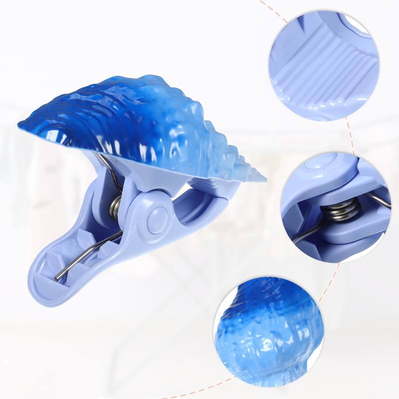 Conch ABS Metal Clothespins for Clothes Pictures 4.65"x2.56"x2.28" 4 Pcs - Blue