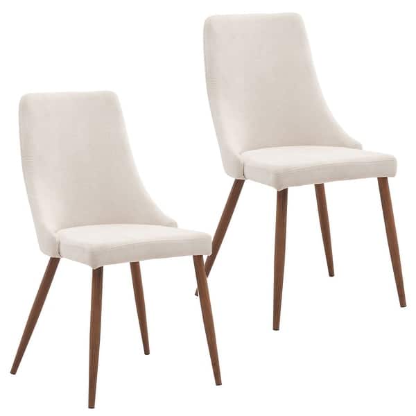 slide 2 of 4, Set of 2 Beige and Brown Contemporary Side Chairs 35.75"