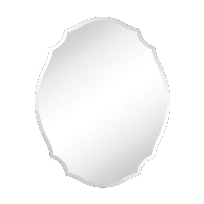 TEHOME Frameless Irregular Oval Medicine Cabinet Mirror with Adjustable Shelves