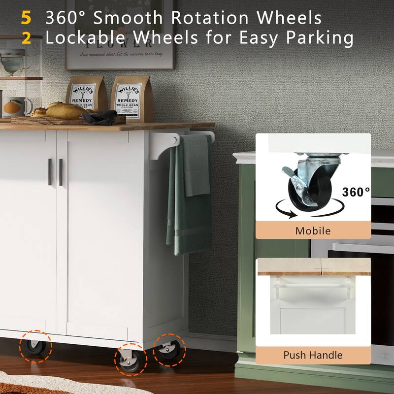 Kitchen Island with Foldable Counter Top