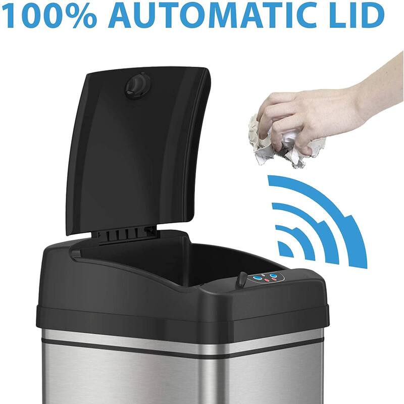 iTouchless 8 Gal Stainless Steel Sensor Kitchen Trash Can Pet Lock