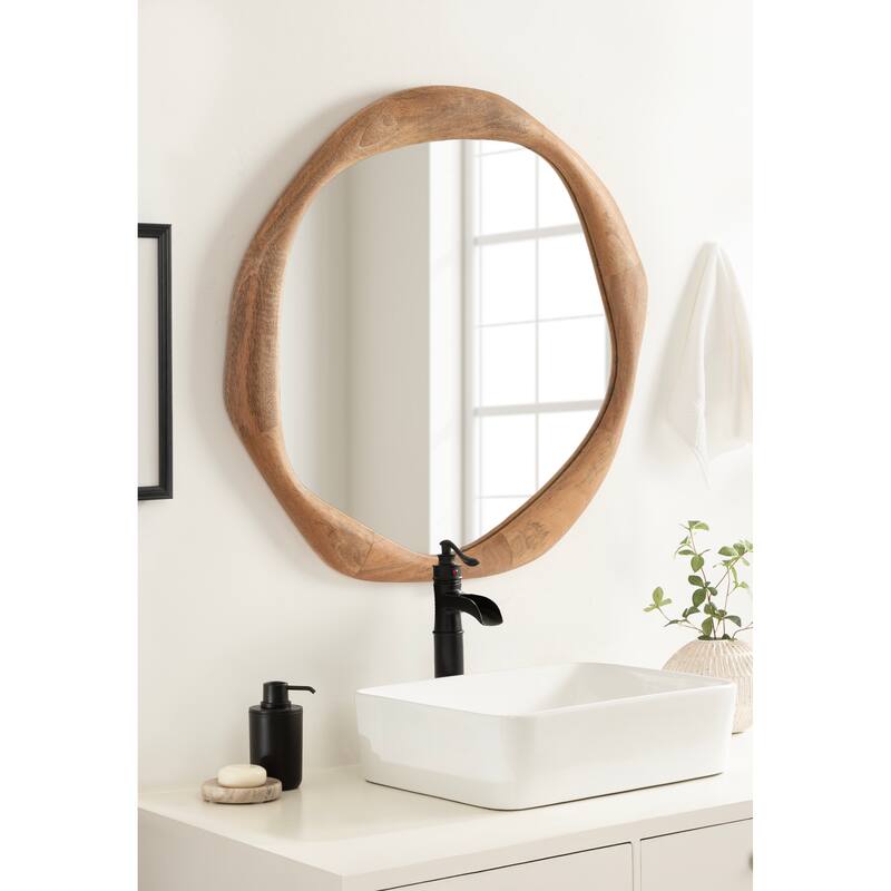 Kate and Laurel Hera Round Mirror Wood - 26x26