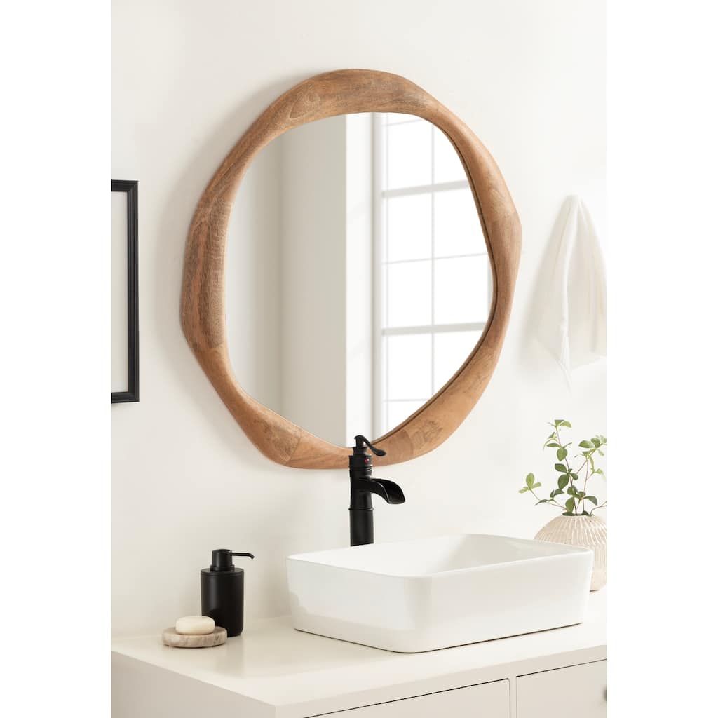 Kate and Laurel Hera Round Mirror Wood - 26x26