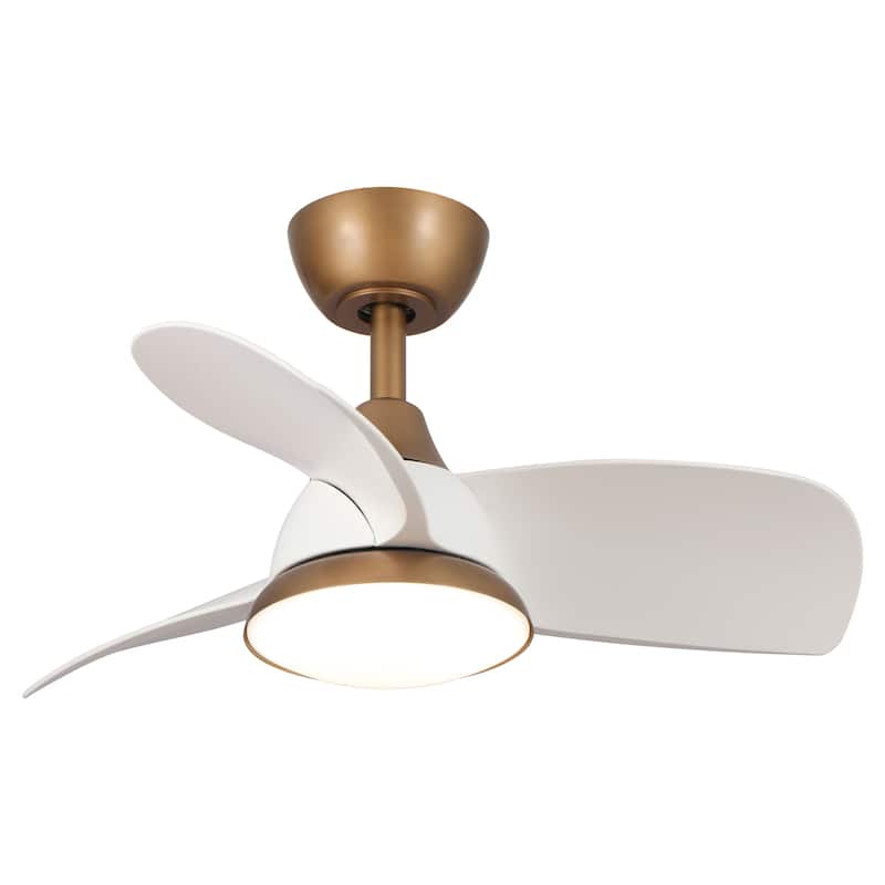 28" Black Modern Dimmable LED Ceiling Fan with Light and Remote
