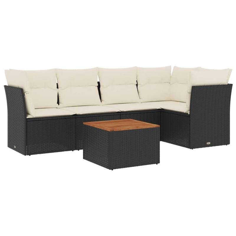 vidaXL Garden Sofa Set Black - 24.4 x 24.4 x 27.2