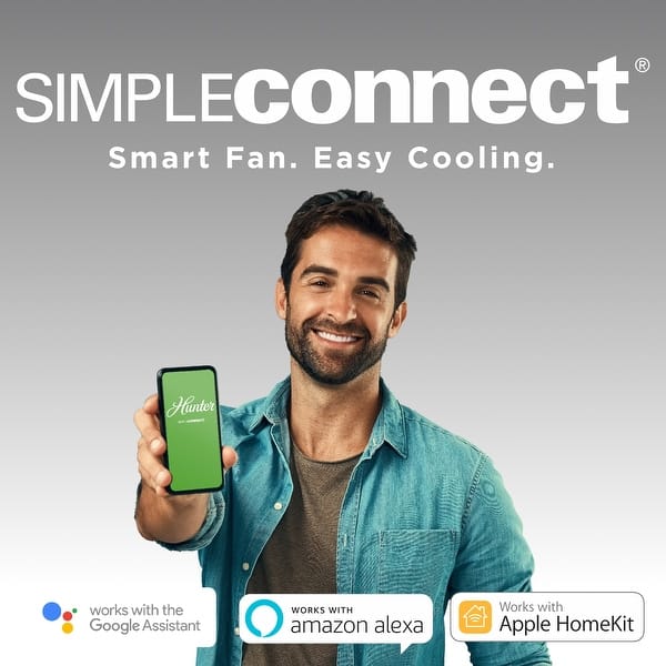 Hunter 54" WiFi Symphony Ceiling Fan with LED Light Kit and Handheld Remote, Smart Home Fan