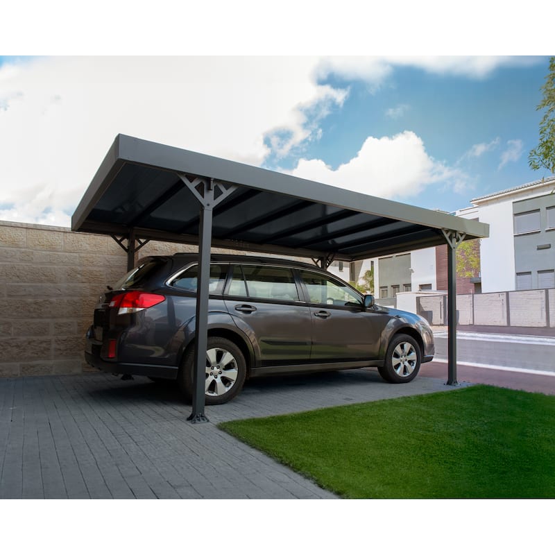 Palma 10 ft.x 16 ft. Carport Kit - Grey Structure & Twin Wall Panels - 10 ft.x 16 ft.
