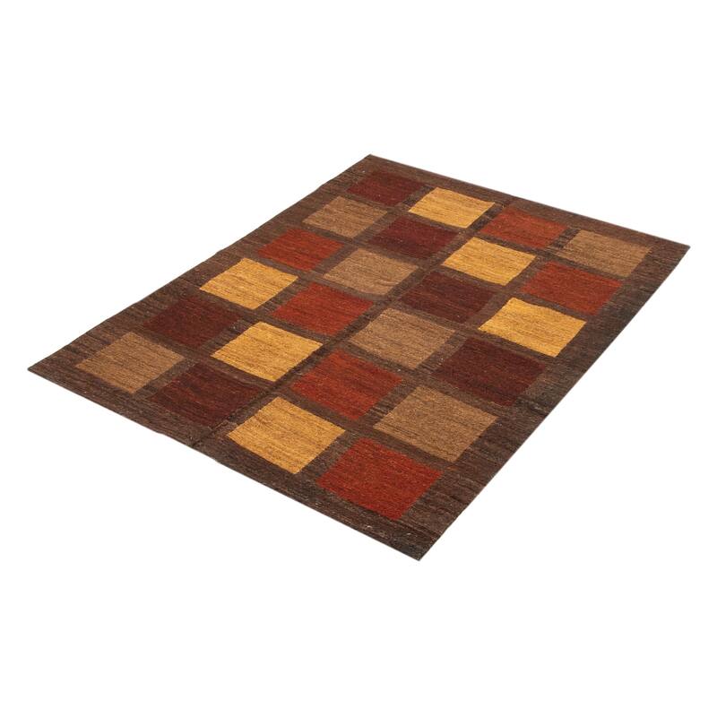 ECARPETGALLERY Flat-Weave Natural Taupe Wool Tapestry Kilim - 5'0 x 6'4