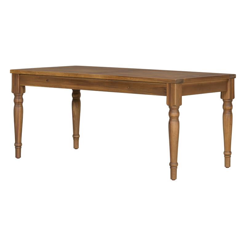 Roomfitters Classic Acacia Wood Outdoor Coffee Table with Carved Legs, Slatted Top Garden Patio Table, Natural Finish