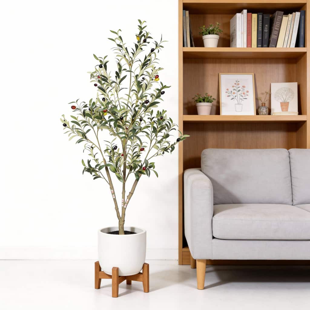 5" Artificial Olive Tree in Black Plastic Pot, 1pc/set
