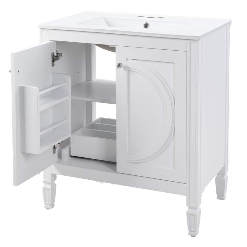 Vintage Bathroom Vanity with Ceramic Sink