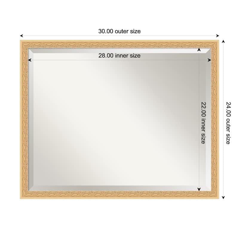 Bethany Beveled Wood Framed Bathroom Vanity Wall Mirror - 30 x 24 in - Bethany Gold