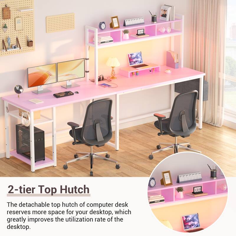 L-Shape Gaming Desk Wood Office Computer Table with Hutch and USB Port